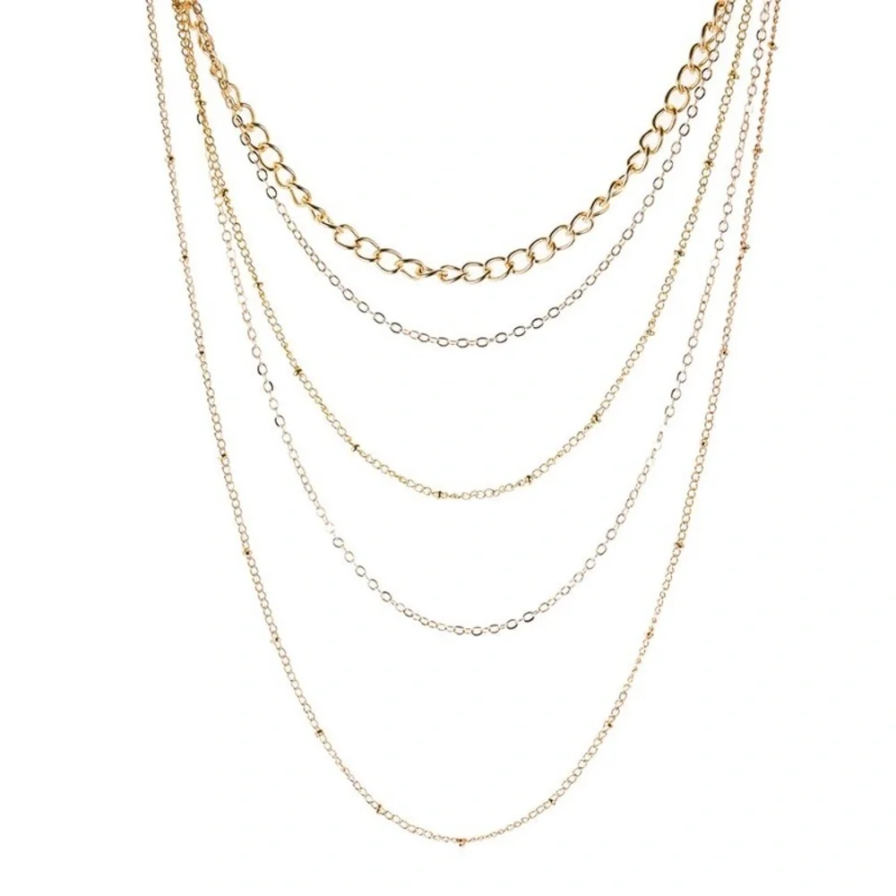 *ANGELICA* Gold Layered Fashion Chain Necklace